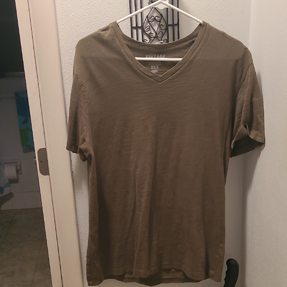Vintage Old NAVY Olive Green Men's V-Neck Shirt